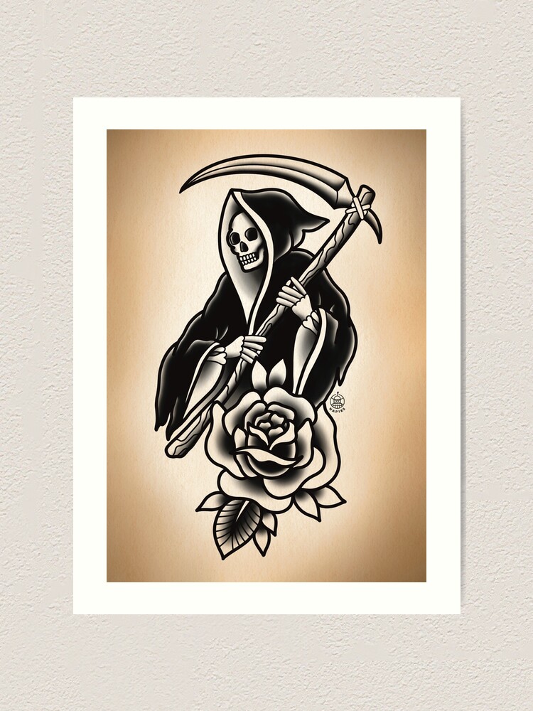 HUGE Death Grim Reaper Temporary Tattoo Sleeve Decal (Press-on) Size: 6.5