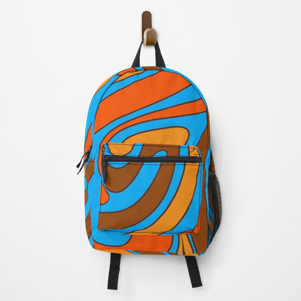 Groovy Flow Retro Abstract 60s 70s Pattern Blue Orange Brown  display picture 1