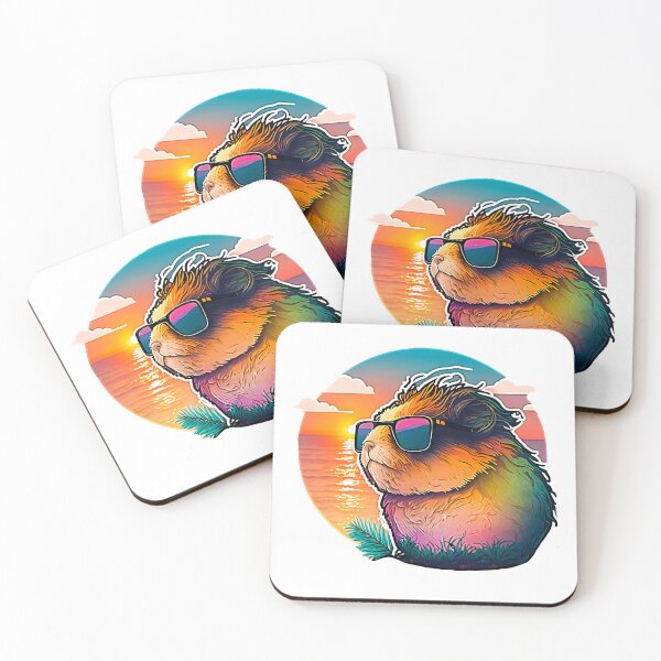 Item preview, Sunset Guinea Pig | Vintage Guinea Pig | Summer Guinea Pig | Beach Guinea Pig  designed and sold by CosmicLoots.