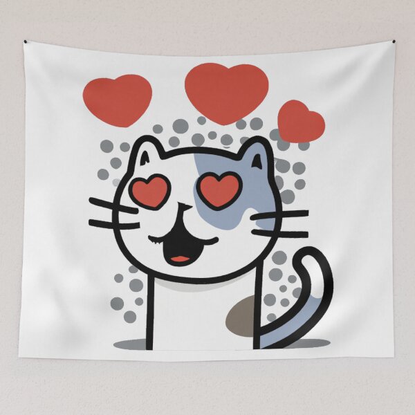 Item preview, Struck By Love, Lovestruck cat, a Cute gift for Valentines Day designed and sold by Color-Me-Blue.