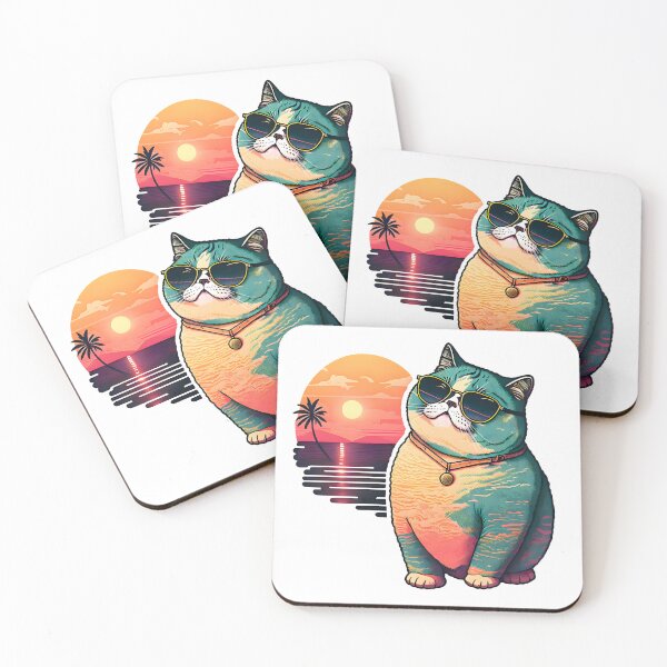 Item preview, Sunset Chonky Cat | Vintage Kitty Cat | Summer Cat | Beach Cat  designed and sold by CosmicLoots.