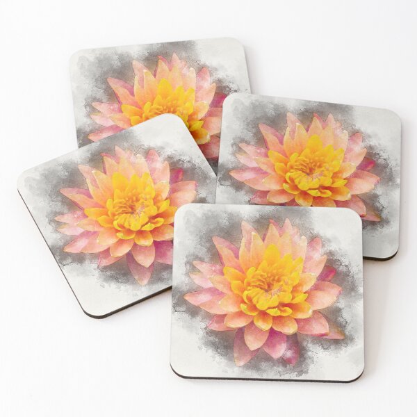 Item preview, Lotus flower, orange/yellow, watercolour designed and sold by Steven Weeks.
