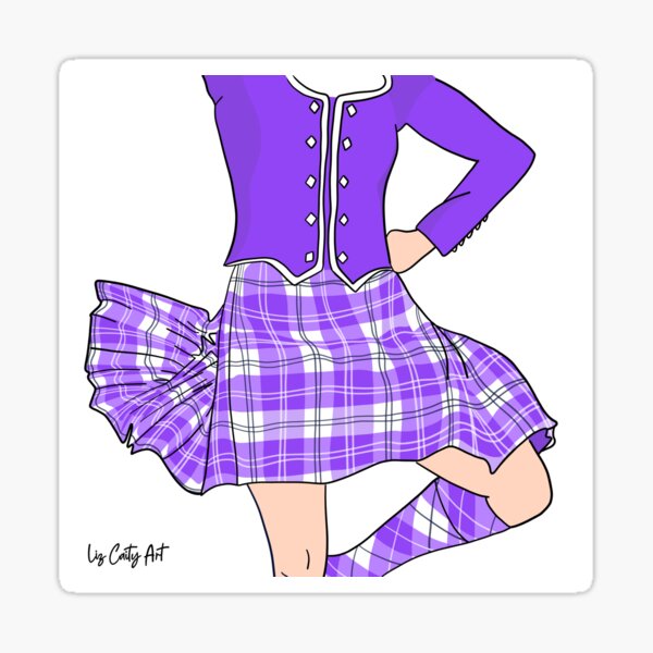 Highland Dancer Bright Purple Tartan Sticker