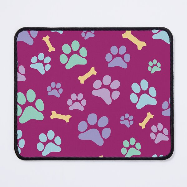 Item preview, Dog Paw Prints and Bones Pastel on Dark Pink Pattern designed and sold by SubtleSplit.