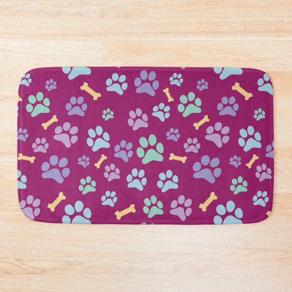 Item preview, Dog Paw Prints and Bones Pastel on Dark Pink Pattern designed and sold by SubtleSplit.