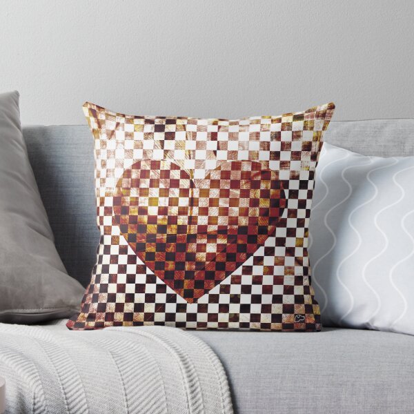 A heart on a checkerboard pattern Throw Pillow