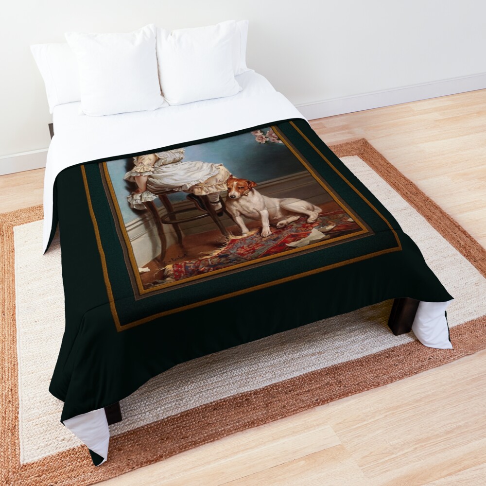 Zwei schlechte Gewissen by Karl Reichert - An Adorable Doggy Scene 2 Zwei schlechte Gewissen by Karl Reichert Remastered Xzendor7 Classical Art Old Masters Reproductions Comforter