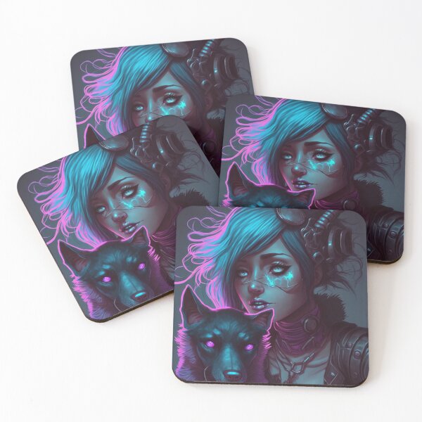 Item preview, Black dog and cyberpunk girl designed and sold by ARTeez⭐️⭐️⭐️⭐️⭐️.