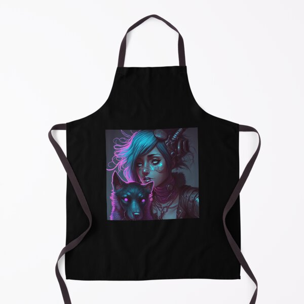 Item preview, Black dog and cyberpunk girl designed and sold by ARTeez⭐️⭐️⭐️⭐️⭐️.