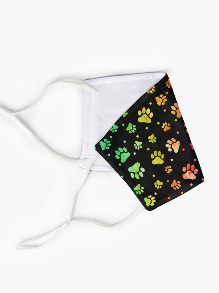 Thumbnail 2 of 5, Mask, Paw Watercolor Colorful designed and sold by graphicmeyou.