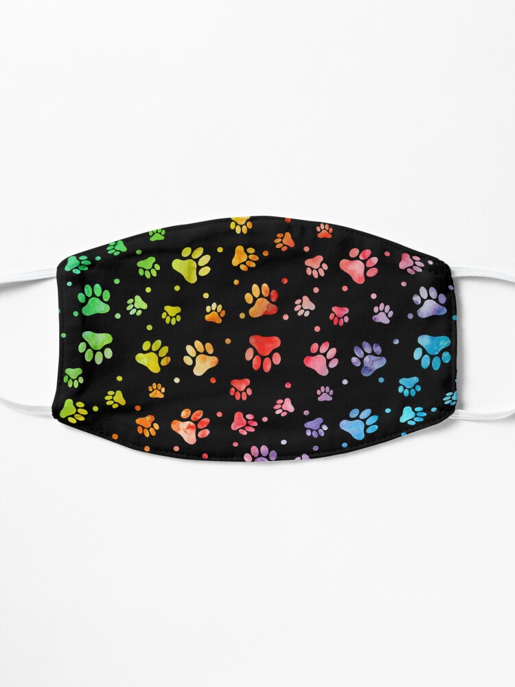 Thumbnail 3 of 5, Mask, Paw Watercolor Colorful designed and sold by graphicmeyou.