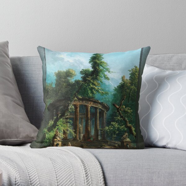 The Bathing Pool by Hubert Robert Throw Pillow