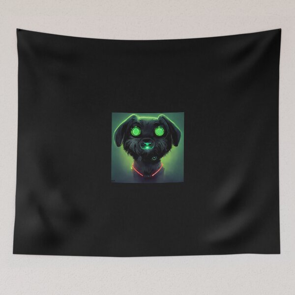Item preview, Small cute dog with green eyes painting designed and sold by ARTeez⭐️⭐️⭐️⭐️⭐️.
