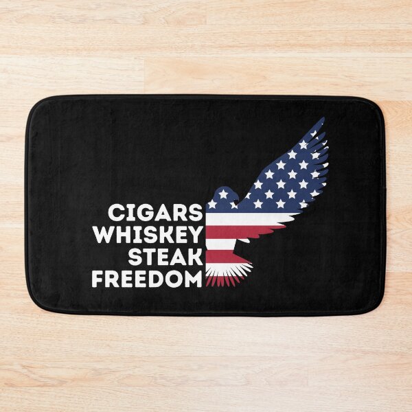 Artikelvorschau, Zigarren-Whisky-Steak-Freiheit, patriotisches Flaggen-Shirt entworfen und verkauft von DesignsbyPhilee.