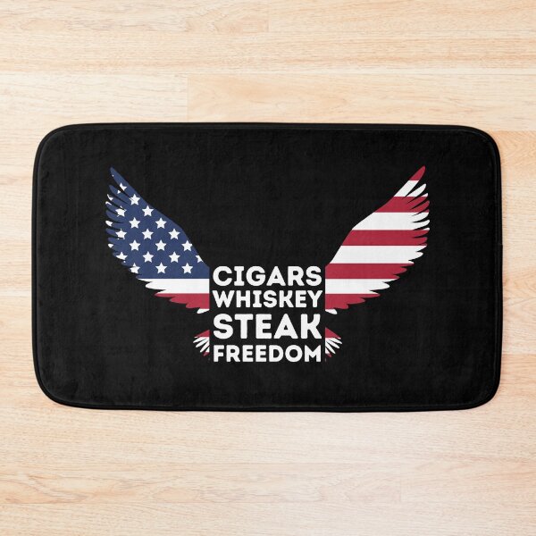 Artikelvorschau, Zigarren-Whisky-Steak-Freiheit, patriotisches Flaggen-Shirt entworfen und verkauft von DesignsbyPhilee.
