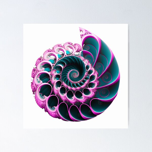 Item preview, Spiral Fibonacci Style Pink Fuchsia Purple designed and sold by RAGANADesign.