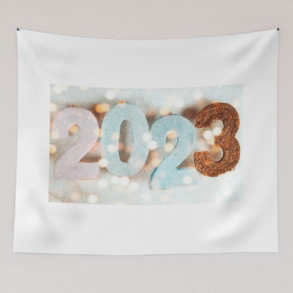 Item preview, Forming happy new year's 2023 with candle numbers, bokeh light. holiday concept designed and sold by sigoisette.