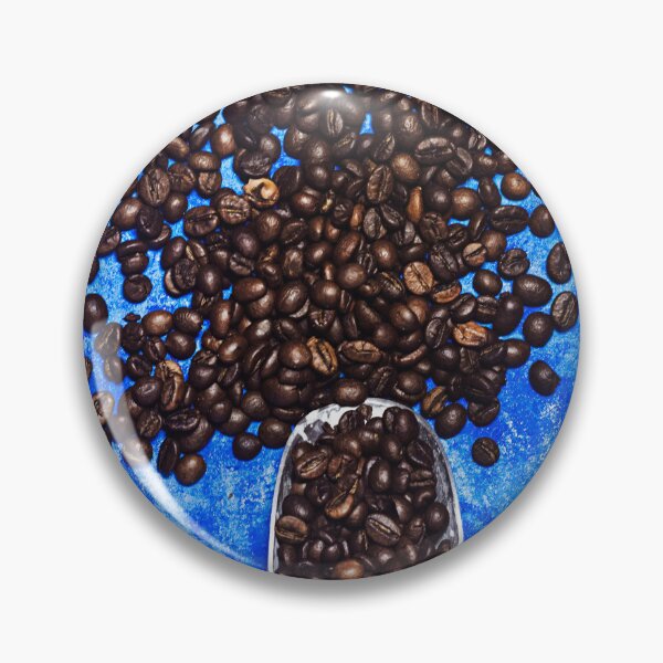 Item preview, coffee bean and scoop on blue grunge background designed and sold by sigoisette.