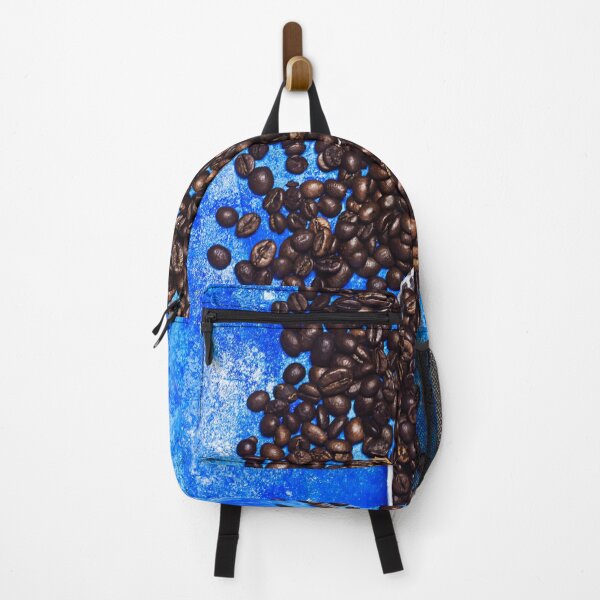 Item preview, coffee bean and scoop on blue grunge background designed and sold by sigoisette.