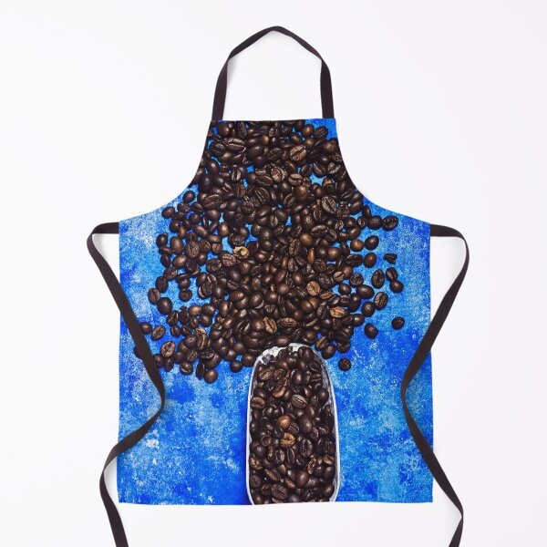 Item preview, coffee bean and scoop on blue grunge background designed and sold by sigoisette.