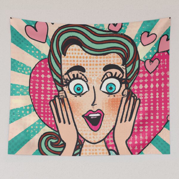 Item preview, Struck By Love, Lovestruck Woman Retro Style, a Cute gift for Valentines Day designed and sold by Color-Me-Blue.