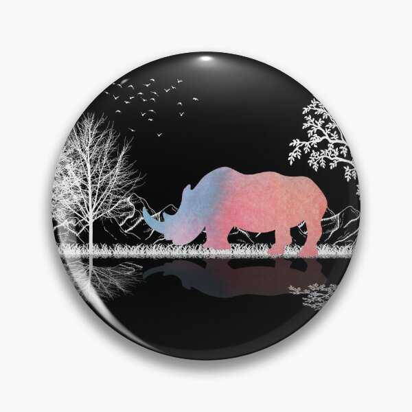 Artikelvorschau, Bunte Nashorn-Kunst-niedliches Nashorn mit Berg- und Baum-Entwurf für Nashorn-Liebhaber entworfen und verkauft von Thecitiesstore.