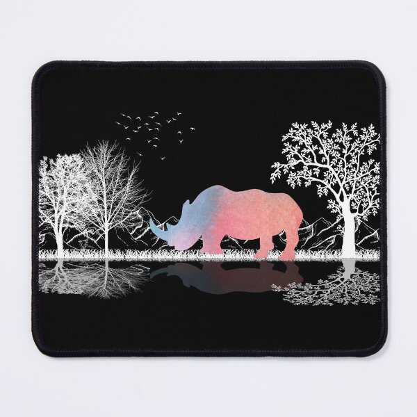 Item preview, Colorful Rhinoceros Art Cute Rhino With Mountain And trees Design For Rhinoceros Lovers designed and sold by Thecitiesstore.