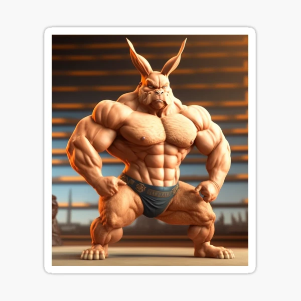 Bunny Buff Bunny Fitness Body Builder' Sticker