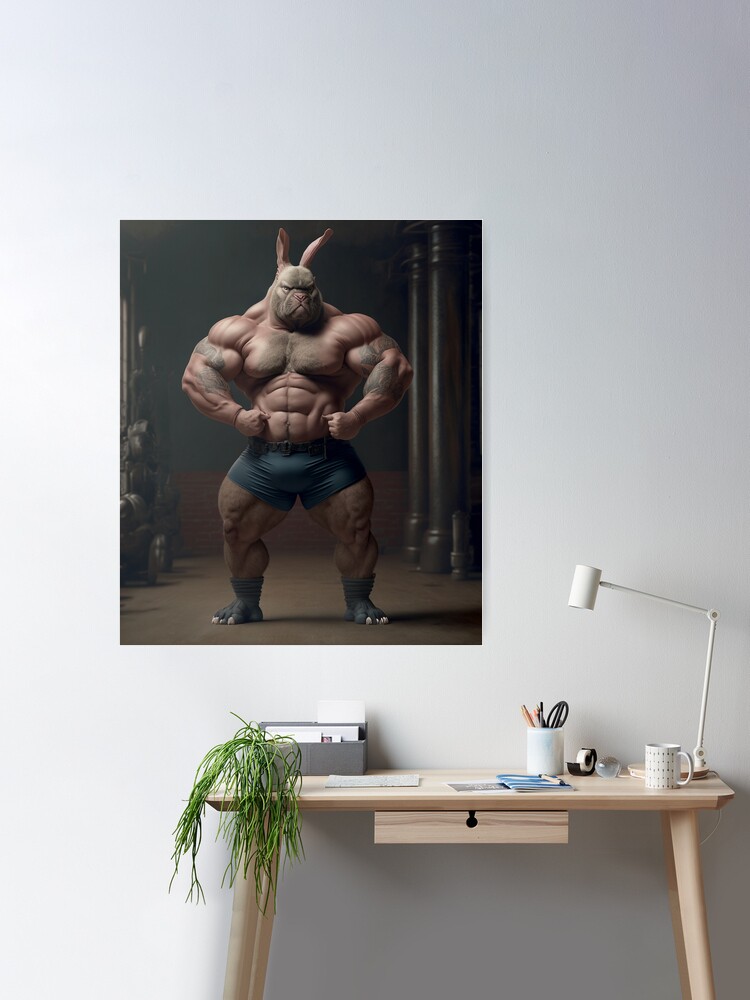 Bodybuilder Bunny Rabbit Poster №3 Sticker for Sale by krazybookz