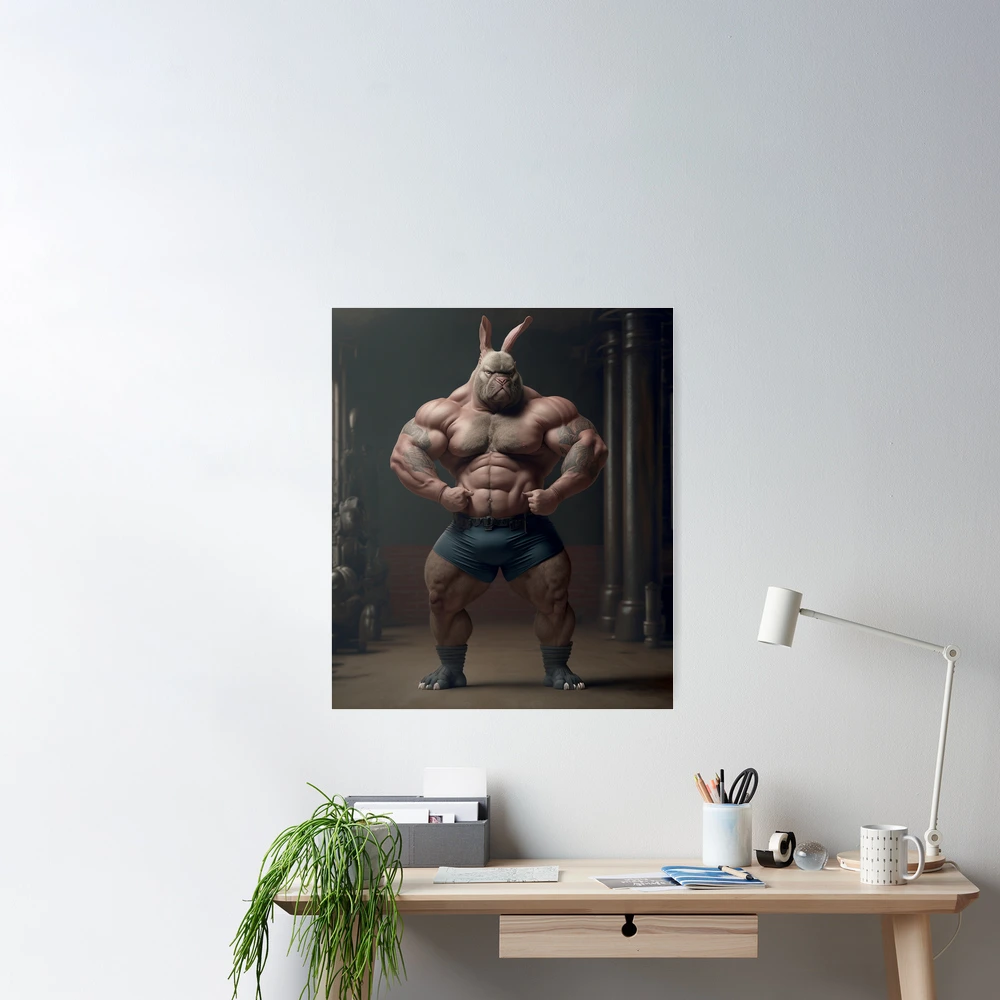 Bodybuilder Bunny Rabbit Poster №4 Poster for Sale by krazybookz