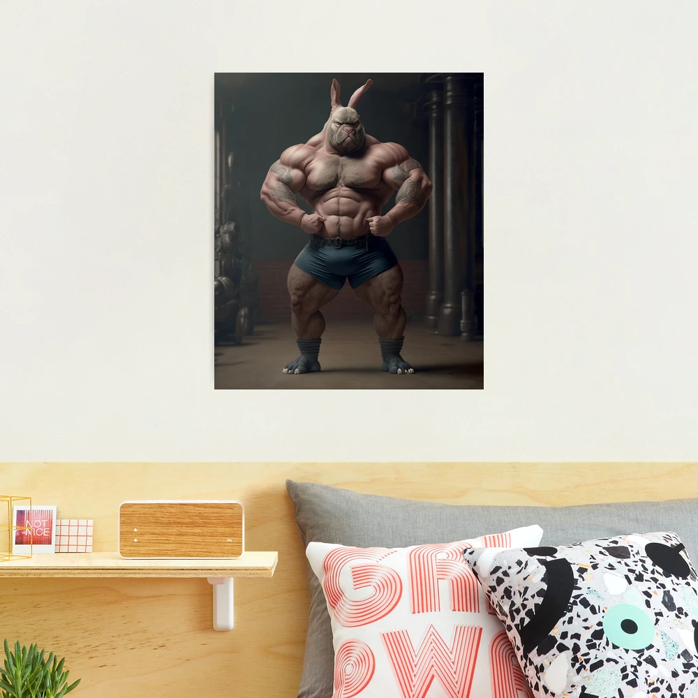 Bodybuilder Bunny Rabbit Poster №3 Photographic Print for Sale by  krazybookz
