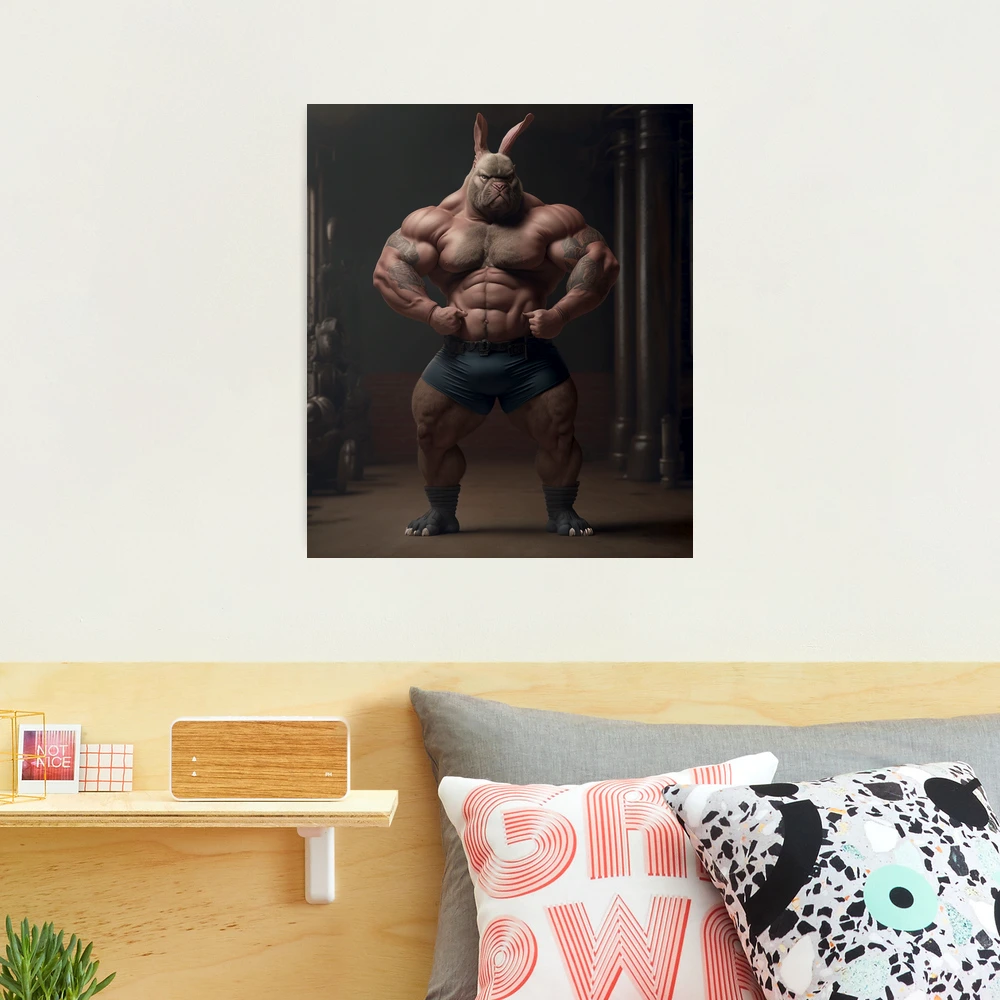 Bodybuilder Bunny Rabbit Poster №3 Photographic Print for Sale by  krazybookz