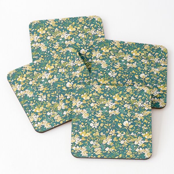 Item preview, White and Yellow Abstract Van Gogh Style Flowers on a Green Background designed and sold by sunflowerlight.