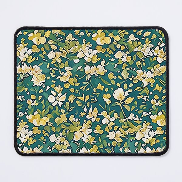 Item preview, White and Yellow Abstract Van Gogh Style Flowers on a Green Background designed and sold by sunflowerlight.