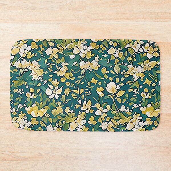 Item preview, White and Yellow Abstract Van Gogh Style Flowers on a Green Background designed and sold by sunflowerlight.