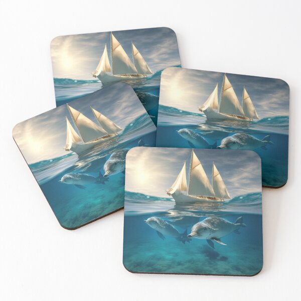 Item preview, Dolphins accompany sailing ship in fine weather on the sea designed and sold by Globuwear.