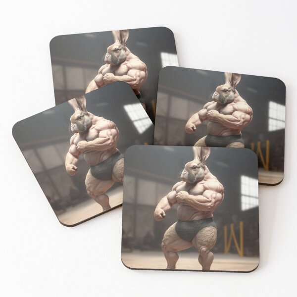 Item preview, Bodybuilder Bunny Rabbit Poster №3 designed and sold by krazybookz.
