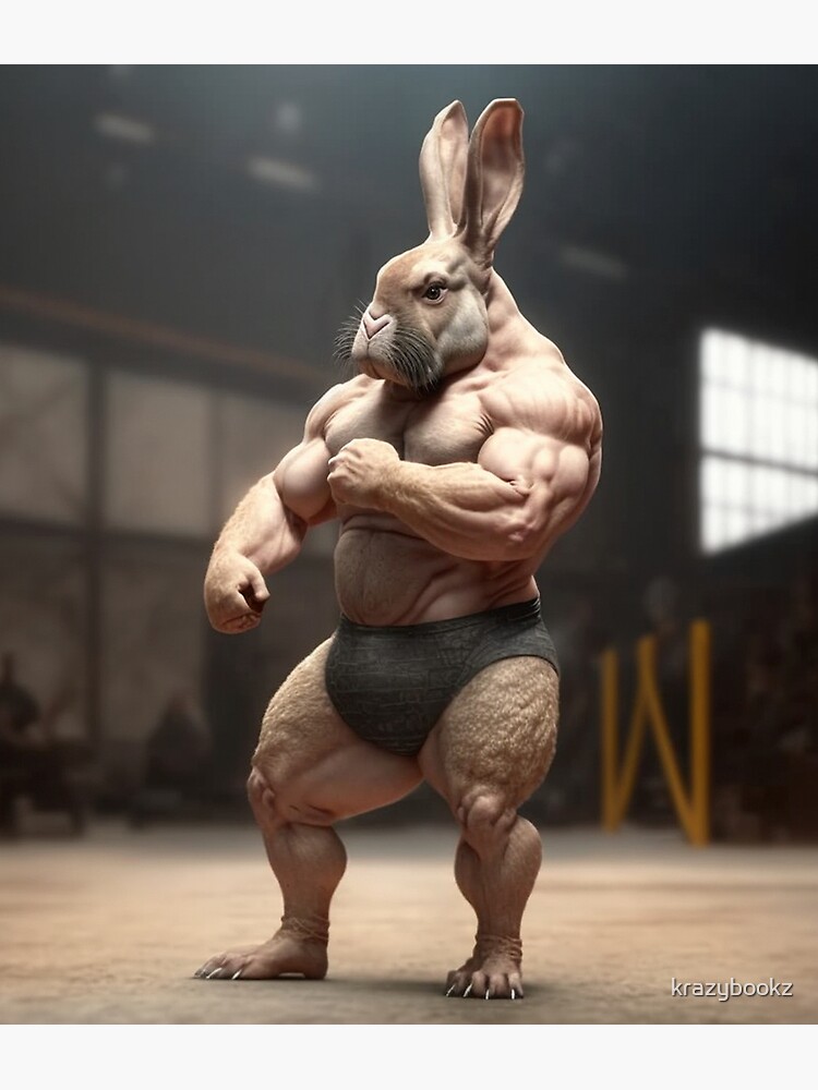 Bodybuilder Bunny Rabbit Poster №3 Photographic Print for Sale by  krazybookz