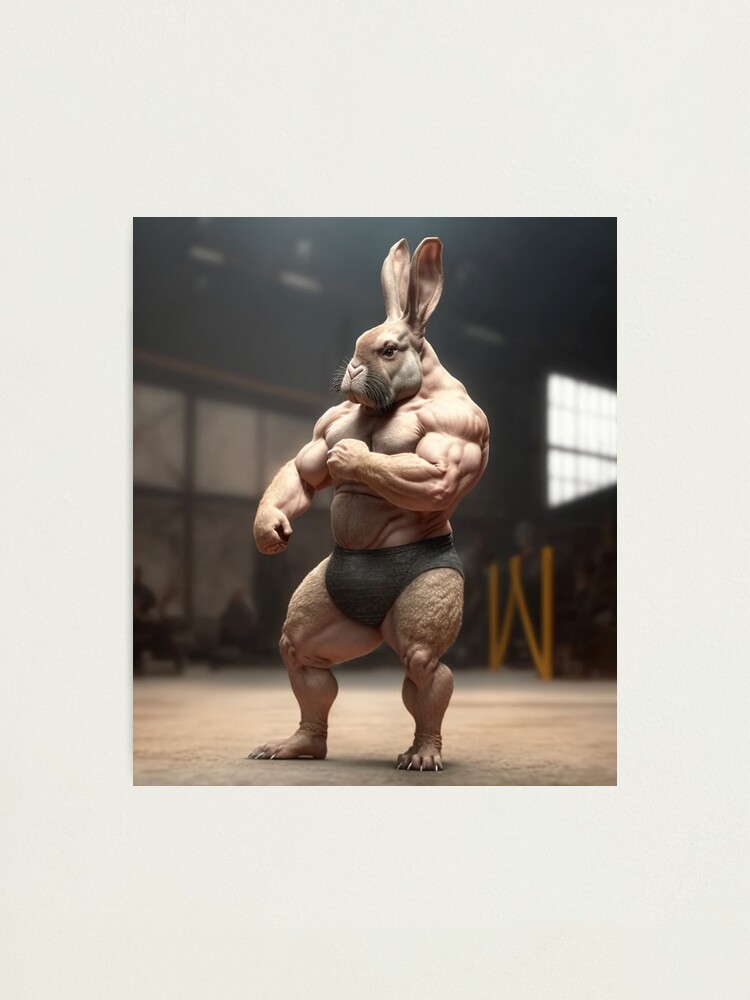 Bodybuilder Bunny Rabbit Poster №3 | Photographic Print