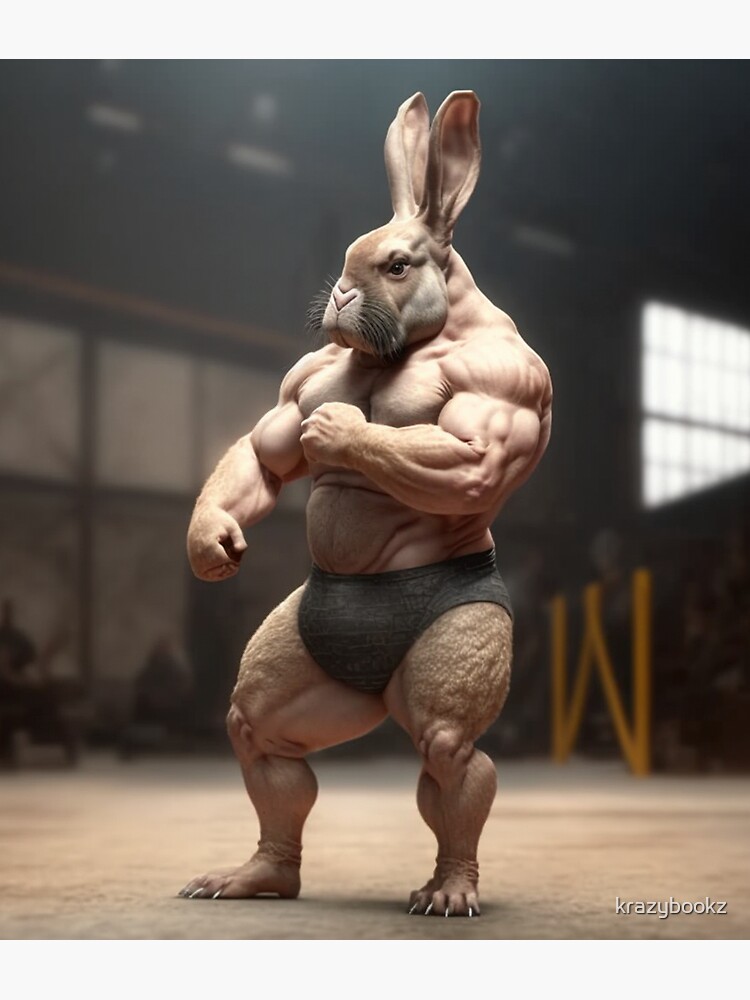 Bodybuilder Bunny Rabbit Poster №3 Sticker for Sale by krazybookz