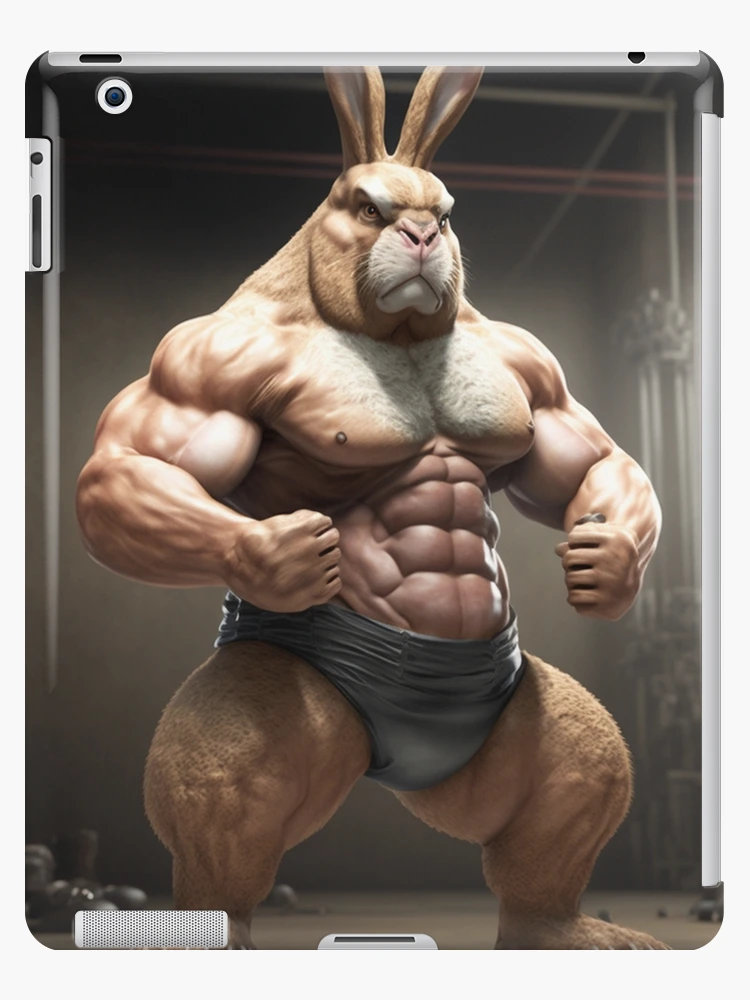Bodybuilder Bunny Rabbit Poster №4 iPad Case & Skin for Sale by krazybookz