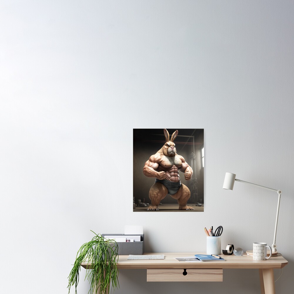 Bodybuilder Bunny Rabbit Poster №4 Poster for Sale by krazybookz