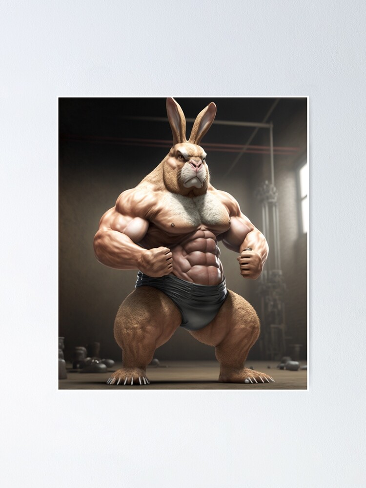 Bodybuilder Bunny Rabbit Poster №4 Sticker for Sale by krazybookz