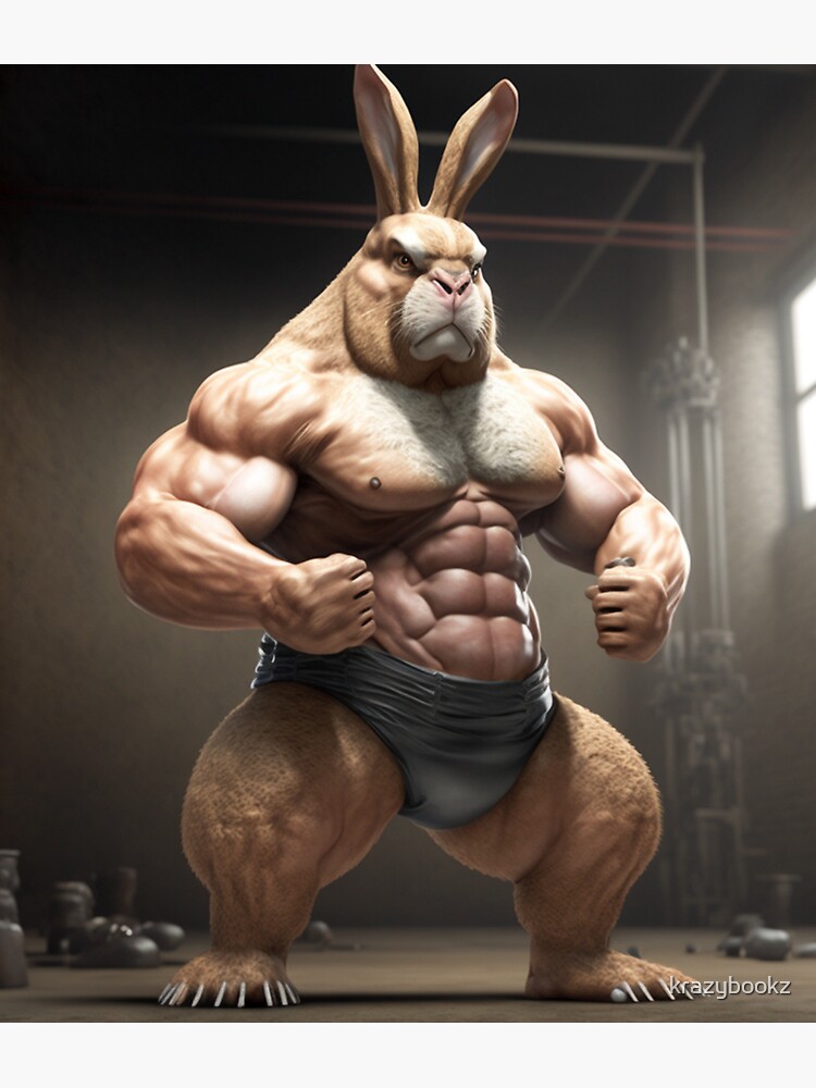 Bodybuilder Bunny Rabbit Poster №4 | Sticker