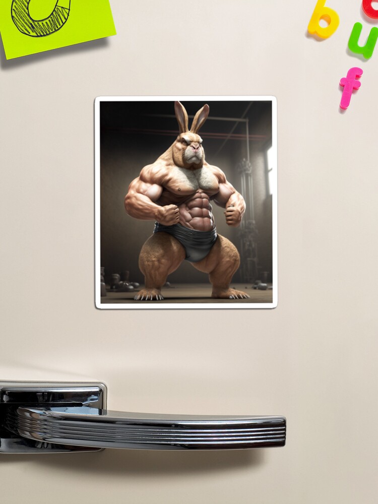 Bodybuilder Bunny Rabbit Poster №4 Magnet for Sale by krazybookz