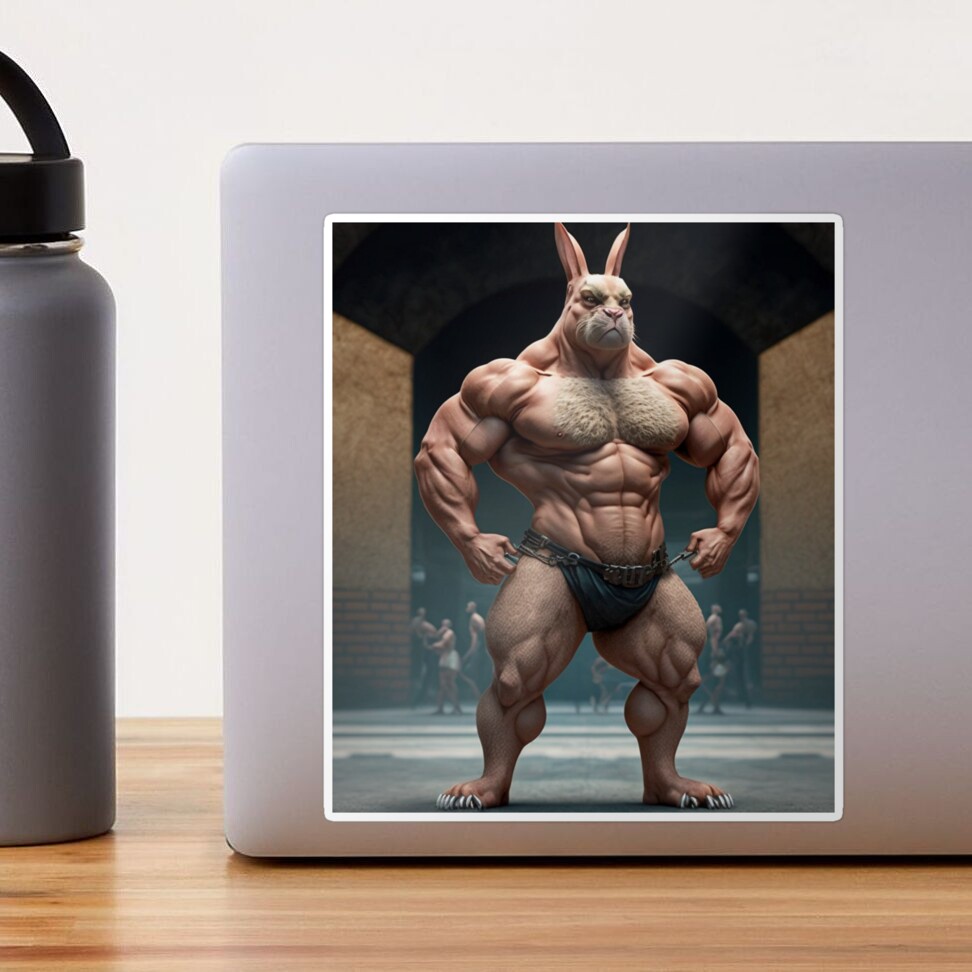 Bodybuilder Bunny Rabbit Poster №5 Sticker for Sale by krazybookz