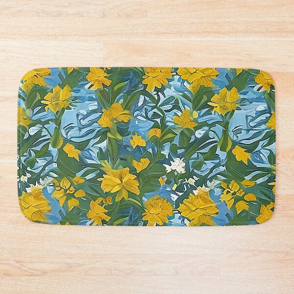 Item preview, Yellow Abstract Van Gogh Style Flowers on a Blue Background Pattern designed and sold by sunflowerlight.