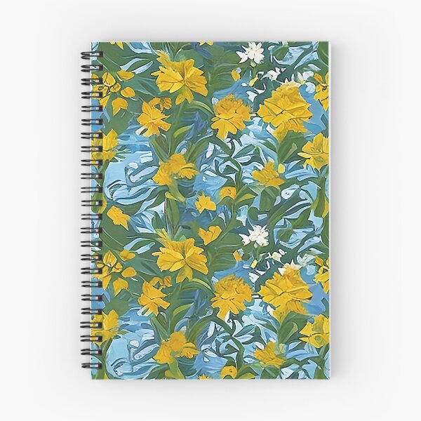 Item preview, Yellow Abstract Van Gogh Style Flowers on a Blue Background Pattern designed and sold by sunflowerlight.