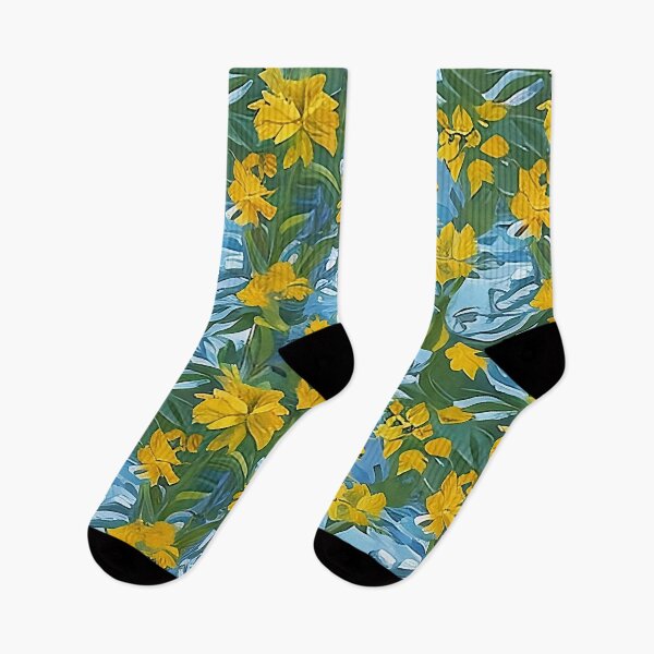 Item preview, Yellow Abstract Van Gogh Style Flowers on a Blue Background Pattern designed and sold by sunflowerlight.