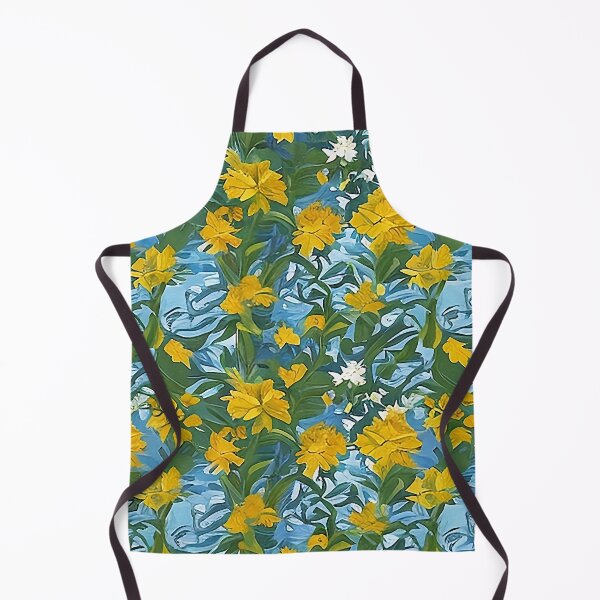 Item preview, Yellow Abstract Van Gogh Style Flowers on a Blue Background Pattern designed and sold by sunflowerlight.
